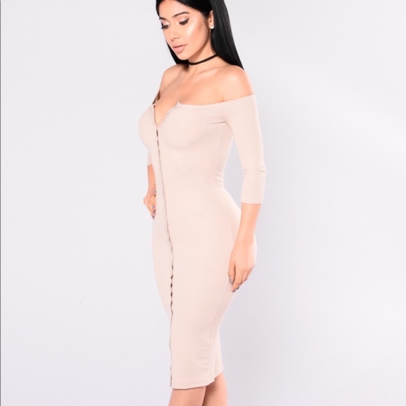 HOST PICK Fashion Nova Tan Button Up dress - Picture 4 of 8